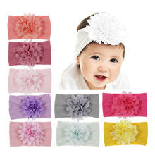 New Baby Girl Big Chiffon Flower Headband Children Turban Headwear Stretchy Nylon Flower Wide Hair Band Accessories 2024 - buy cheap
