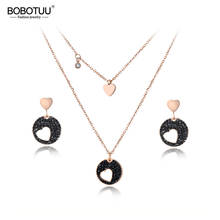 BOBOTUU-Conjunto de collares y pendientes de acero inoxidable para mujer, Gargantilla clásica de corazón de cristal de CZ, conjunto de joyería con diamantes de imitación, BSE011 2024 - compra barato