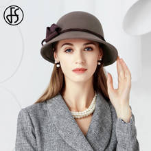 Женская фетровая шляпа-«Колокол» FS, шляпа-«котелок» с широкими полями, черного цвета, из шерсти, на зиму, 2019 2024 - купить недорого