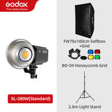 Godox-Panel de luz LED continua SL-200W SL200W, 5600K, versión en blanco, LCD, vídeo, softbox de 70x100cm, soporte de luz de 2,8 m y puerta de Granero 2024 - compra barato