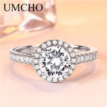 Umcho 925 jóias de prata anéis de luxo para mulheres casamento noivado jóias romântico claro zircão cúbico elegante anel 2024 - compre barato