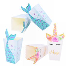 Caja de papel con cola de sirena para fiesta de cumpleaños de niños, embalaje de galletas, decoración para Baby Shower, suministros, 10 Uds. 2024 - compra barato