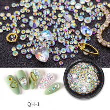 1 Box Irregular Gold AB Crystal Zircon Nail Rhinestones Gems Mix Class Beads Studs Metal Rivets Nail Accessories 2024 - buy cheap