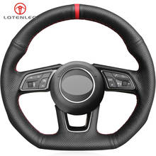 LQTENLEO Black Genuine Leather DIY Car Steering Wheel Cover For Audi A4 S4 2016-2019 A5 RS5 2017-2019 RS4 2018-2019 S7 2018-2019 2024 - buy cheap