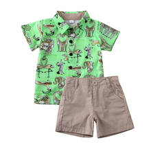 Fashion Toddler Kids Baby Boy Gentleman Clothes Short Sleeve Animal T Shirt Tops+ Shorts Pants Summer 2PCS Outfits Set 2024 - buy cheap