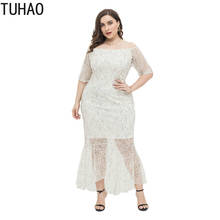 Tuhao-vestido de festa sexy, renda, tamanho grande, 8xg, 6xl, 4xl, 2xl, elegante, cor branca, roupas para mãe e mamãe, mulheres 2024 - compre barato