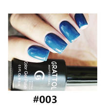 Профессиональный Гель-лак для ногтей GRATTOL 003 голубого цвета 9 мл отмачиваемый органический УФ светодиодный Гель-лак для ногтей Гель-лак базовое верхнее покрытие полуперманентный 2024 - купить недорого