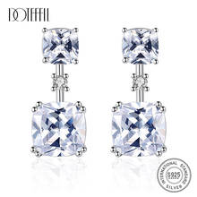 DOTEFFIL-pendientes de plata de primera ley con Topacio cuadrado para mujer, aretes colgantes, plata esterlina 100%, estilo brillante, boda, joya fina, alta calidad, VVS, 925 2024 - compra barato