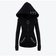 othic Black Long Sleeve Hooded Women's Sweatshirt Punk Kpop Zipper Women's Hoodies 2020 Spring Autumn Women Hoody Plus Size 5XL 2024 - buy cheap