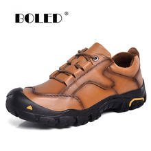 Genuine Leather Ankle Men Boots Top Quality Casual Autumn Men Shoes Soft Lace Up Plus Size Outdoor Shoes Men 2024 - buy cheap