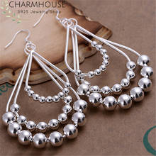 Charmhouse brincos de prata esterlina para mulheres s925 joia com 3 camadas de miçangas brincos de corte longo pingentes presentes de casamento 2024 - compre barato
