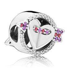 Genuine 925 Sterling Silver Charm The Moment You Fell In Love Sparkling Arrow And Heart Beads Fit Pandora Bracelet DIY Jewelry 2024 - buy cheap