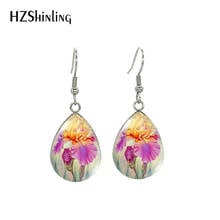 New Phalaenopsis Orchid Flowers Glass Cabochon Handcraft Jewelry Tear Drop Dangle Earrings 2024 - buy cheap