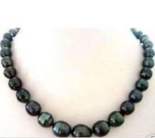 Genuine Natural 18''11-12mm baroque Natural tahitian black pearl necklace 2024 - buy cheap