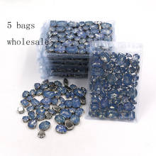New Wholesale 5 bags mixed shape blue rhinestones Resin silver base sew on rhinestones for Clothing accessories 2024 - buy cheap