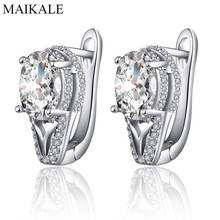 MAIKALE Trendy Zircon Beads Stud Earrings for Women Gold Silver Color Earings Korean Earrings Fashion Jewelry Boucle D'oreille 2024 - buy cheap