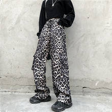 Vintage Leopard Cargo Pants Women Streetwear Man Pants Loose High Waist Big Pocket Straight Leg Pants Casual Wide Leg Pants 2024 - buy cheap