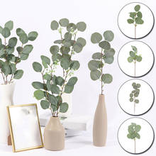 1 Pcs Artificial Leaves Branch Retro Green Silk Eucalyptus Leaf For Wedding Shooting Prop Home Wedding Plants Faux Fabric Decor 2024 - купить недорого