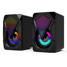 Computer Speakers USB Powered Dual Loudspeakers with RGB LED Light for Computer Desktop Laptop PC, Smartphone, TV, MP4 2024 - buy cheap
