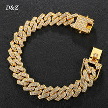 D & Z-pulsera de eslabones cubanos para hombre y mujer, brazalete con diamantes de imitación, estilo Hip Hop, 13,5mm 2024 - compra barato