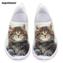 Doginthehole Kittens Cute Baby Cats Printed Spring Summer Mesh Sneakers Women Casual Flats Super Light Walking Female Flat Shoes 2024 - buy cheap