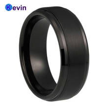 Men Women Black Tungsten Carbide Ring Stepped Beveled Brushed Finish 6MM And 8MM Available 2024 - buy cheap