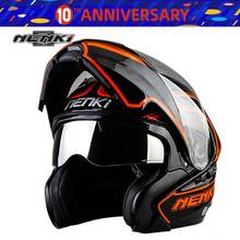 Free shipping 1pcs NENKI DOT Dual Visor Flip Up ECE ABS Moto Helmet Racing Motocross Modular Full Face Motorcycle Helmet 2024 - buy cheap