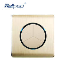 Wallpad 3 Gang 2 Way Random Click Wall Light Switch With LED Indicator Gold PC Brushed Panel For Home 2024 - buy cheap