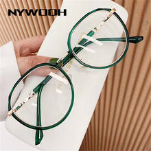 Óculos redondo nywooh, óculos para computador para mulheres anti-luz azul, armação de óculos falso ótico claro para miopia 2024 - compre barato