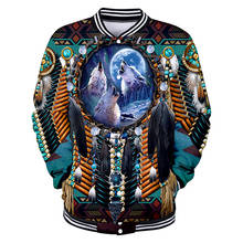 New Native Indian Tribe Wolf 3d Baseball Jacket Coat Men Women Hoodie Sweatshirts Long Sleeve Pocket Button Hoodies Jackets Tops 2024 - buy cheap