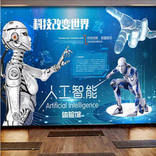 Custom mural wallpaper 3D intelligent artificial science museum experience hall tooling background wall decorative painting 2024 - buy cheap