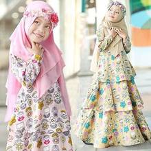 2 Pieces Dress Muslim Girls Abaya Hijab Scarf Dress Kaftan Jilbab Islamic Clothing Robe Ramadan Prayer Clothes 2019 Fashion Gown 2024 - buy cheap