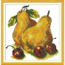 Joy Sunday Pear And Cherries Chinese Cross Stitch Kits  Ecological Cotton Clear Stamped Printed 14CT 11CT DIY Wedding Decoration 2024 - buy cheap