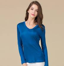 Women's 50% Silk 50% Viscose V Neck Base Layer T-Shirts Long Sleeve thermal top undershirt HY110 2024 - buy cheap