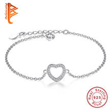 BELAWANG-pulsera de abalorios de corazón para mujer, pulsera de cadena de plata de ley 925 Original con cristal, joyería de moda 2024 - compra barato
