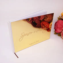 Libro de invitados personalizado de 25x18 cm, libro de visitas dorado y plateado con nombres y fecha personalizados, diario de boda, álbum de cumpleaños 2024 - compra barato