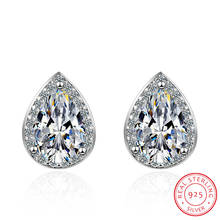 Hot Selling 925 Sterling Silver Stud Earrings Women Water Drop Teardrop Stones AAA Zirconia CZ Jewelry Top Quality Earrings 2024 - купить недорого