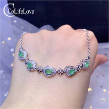 CoLife Jewelry 100% Real Emerald Bracelet for Young Girl 5 Pieces Natural Emerald Silver Bracelet 925 Silver Emerald Jewelry 2024 - buy cheap