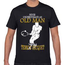 Tops T Shirt Men old man with tennis racquet Design Black Geek Short Male Tshirt XXXL 2024 - buy cheap