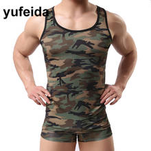 Mens Clothes Set Undershirts Tops Mens Underwear Boxers Trunks Underwear Camouflage Low Rise Boxer Shorts Bulge Pouch Underpants 2024 - buy cheap