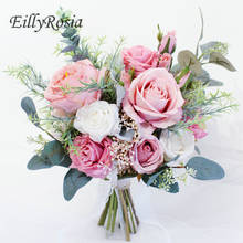 Пыльный розовый свадебный букет для невесты, Искусственный Свадебный букет для подружки невесты, натуральный дизайн, кружевная лента, букет 2024 - купить недорого