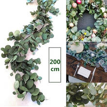 2M Artificial Green Eucalyptus Garland Leaves Vine Fake Vines Rattan Artificial Plants Ivy Wreath Wall Decor Wedding Decoration 2024 - купить недорого