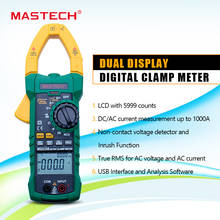 MASTECH MS2115B цифровой токовый клещи переменного/постоянного тока Напряжение 6000 отсчетов NCV trms USB Хомут-метр тестер 1000A 2024 - купить недорого