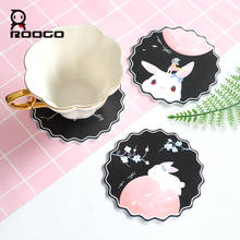 Roogo PVC Cartoon Coasters  Decor For Home Furnishing Hot Animal Cute  Tea Drink Coaster Pink Fairy Beautiful Office Decoration 2024 - buy cheap