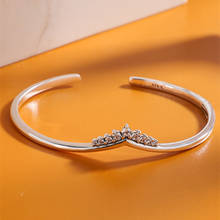 New Autumn silver 925 jewelry Tiara Wishbone Open Bangles bracelets for women fit silver 925 Original charms beads DIY make 2024 - buy cheap