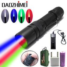 Linterna LED multifunción para caza y pesca, linterna táctica de concierto con Zoom, en rojo, verde, azul y blanco, 4 colores en 1, 18650 2024 - compra barato