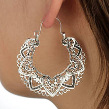 Tocona Vintage Antique Silver Color Carving  Drop Earrings for Women Ethnic Alloy Piercing Dangle Earrings Jewelry pendient4313 2024 - купить недорого
