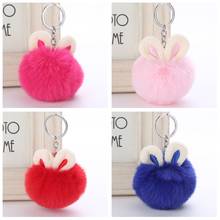 7cm Rabbit Ear Fur Pompom Balls Key Chain Fluffy Faux Fur Pompom Keychain Keyring Women Fashion Car Handbag Pendant Gifts 2024 - buy cheap