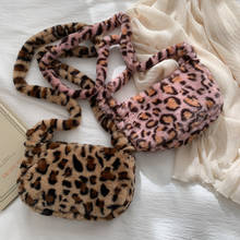 Bolsa transversal com estampa de leopardo para mulheres, bolsa de ombro pequeno com estampa de onça para o outono e inverno de pelúcia, bolsa mensageiro feminina, 2020 2024 - compre barato