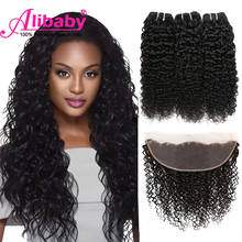 Curly Bundles With Frontal Jerry Curl Human Hair Brazilian 3 4 Bundles With Frontal Wet And Wavy Human Hair Remy Lace Frontal 2024 - buy cheap